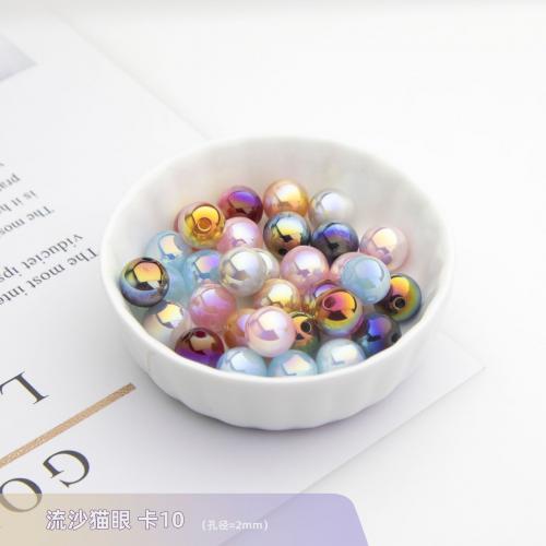 Perles acryliques plaquée, Acrylique, Rond, DIY, plus de couleurs à choisir, 10mm Environ 2mm Vendu par sac