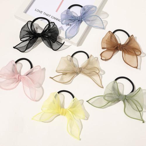 Ponytail Holder, Gauze, with Rubber Band & Iron, Bowknot, handmade, fashion jewelry & for woman [