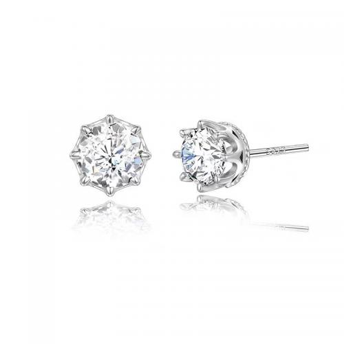 Sterling Silver Cubic Zirconia Earring, 925 Sterling Silver, plated, Unisex & micro pave cubic zirconia, silver color 