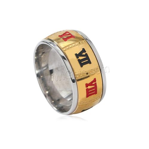 кольцо эмали из нержавеющей стали, Нержавеющая сталь 304, Другое покрытие, Мужская & разный размер для выбора & разные стили для выбора & эмаль, Золотой, продается PC