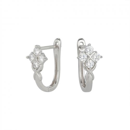 Sterling Silver Cubic Zirconia Earring, 925 Sterling Silver, plated, micro pave cubic zirconia & for woman 