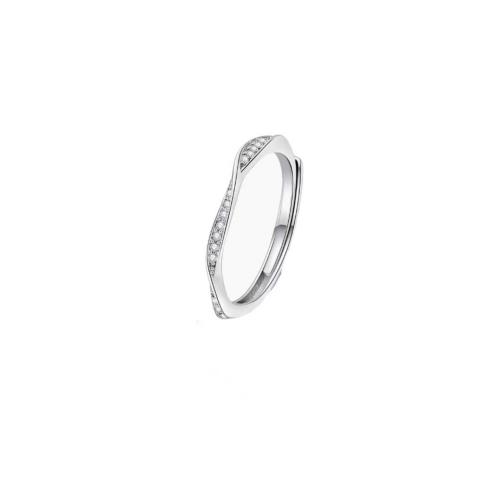 Цирконий Микро вымощает стерлингового серебра палец кольцо, Серебро 925 пробы, Другое покрытие, инкрустированное микро кубического циркония & Женский, серебряный, продается PC