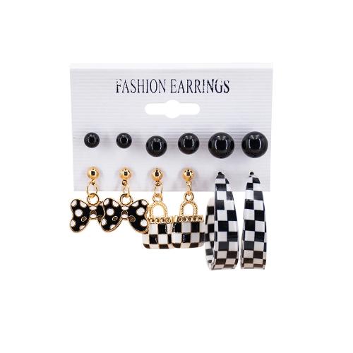 Zinc Alloy Earring Set, with Resin, gold color plated, for woman & enamel, earring length 5-40mm 
