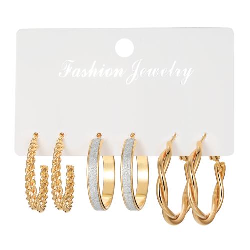 Zinklegierung Ohrring-Set, mit Kunststoff Perlen, goldfarben plattiert, verschiedene Stile für Wahl & für Frau, earring length 25-40mm, verkauft von setzen