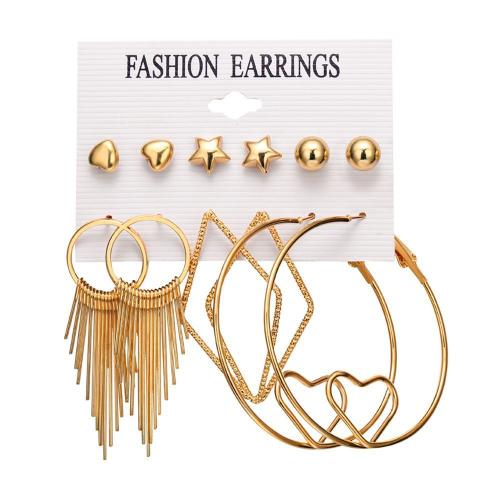 Zinc Alloy Earring Set, with Resin & Plastic Pearl, gold color plated & for woman, earring length 5-60mm 