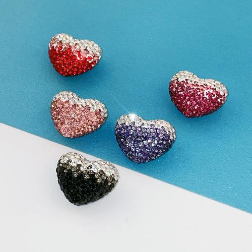 Polymer Clay Jewelry Beads, Heart, DIY & with rhinestone Approx 1.8mm 