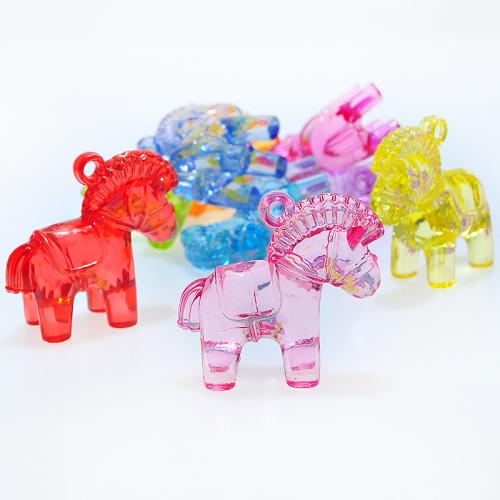 Transparent Acrylic Pendants, Horse, injection moulding, fashion jewelry & DIY, mixed colors Approx [
