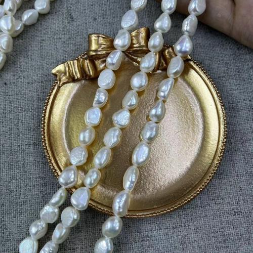 Baroque Cultured Freshwater Pearl Beads, DIY, white, Length about 9-10mm, Approx 