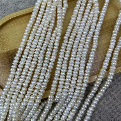 Naturel d'eau douce perles, perle d'eau douce cultivée, Plat rond, DIY, blanc, Length about 4-5mm, Environ Vendu par brin