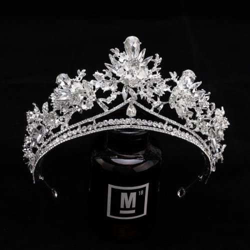 Bridal Tiaras, Zinc Alloy, with Crystal, fashion jewelry & for woman & with rhinestone, silver color, diameter 140mm, height 75mm 
