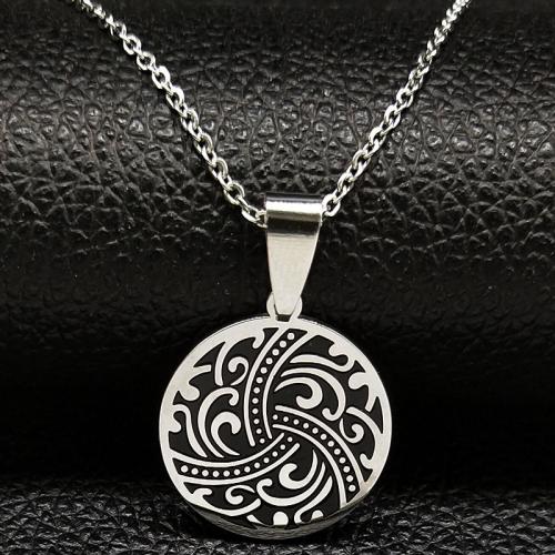 Stainless Steel Jewelry Necklace, 304 Stainless Steel, Round, polished, fashion jewelry & Unisex, silver color Approx 50 cm 