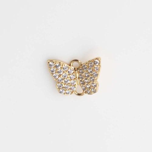 Cubic Zirconia Micro Pave Brass Connector, Butterfly, gold color plated, DIY & micro pave cubic zirconia & 1/1 loop 