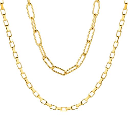 Collar de latón hecho a mano, metal, chapado, tres capas & Joyería & para mujer, dorado, longitud:aproximado 41-50 cm, Vendido por Set