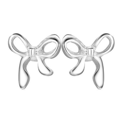 Zinc Alloy Stud Earring, Bowknot, plated, fashion jewelry & for woman, original color 