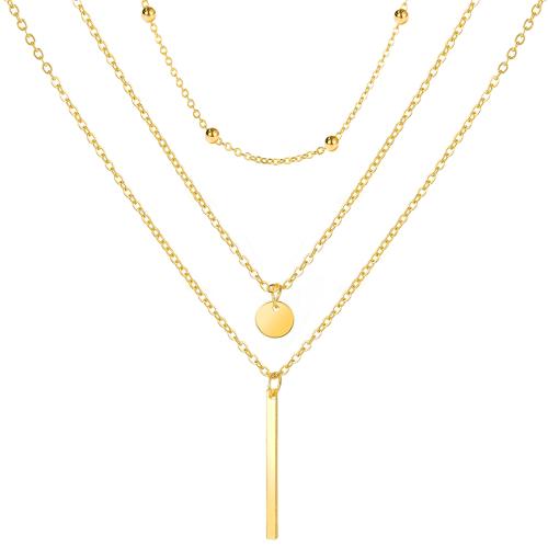 Brass Jewelry Necklace, plated, three layers & fashion jewelry & for woman, golden Approx 21-50 cm 