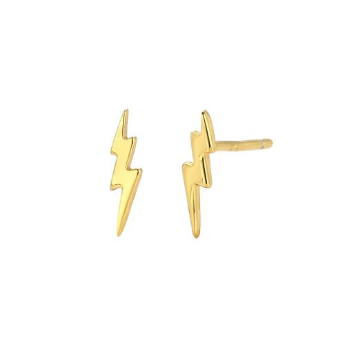 Sterling Silver Stud Earring, 925 Sterling Silver, Lightning Symbol, plated, for woman 