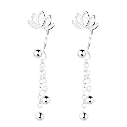 Sterling Silver Drop Earring, 925 Sterling Silver, plated, for woman, silver color, 35.5mm 