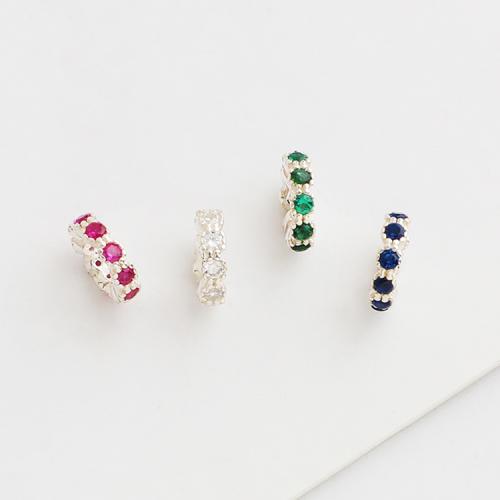 Sterling Silver Spacer Beads, 925 Sterling Silver, polished, DIY & micro pave cubic zirconia Inner Approx 4mm 