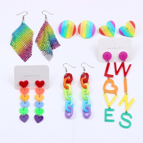 Acrylic Drop Earring, painted & for woman, multi-colored 