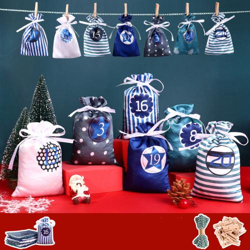 クリスマスギフトバッグ, サテン, クリスマスデザイン & 異なるスタイルを選択, 無色 売り手 セット
