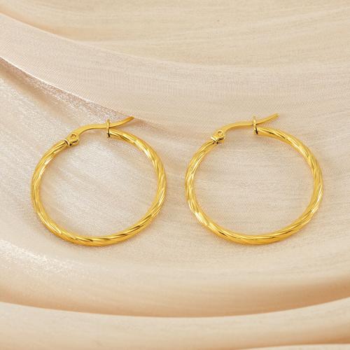 Stainless Steel Hoop Earring, 304 Stainless Steel, Vacuum Ion Plating, fashion jewelry & for woman, golden [