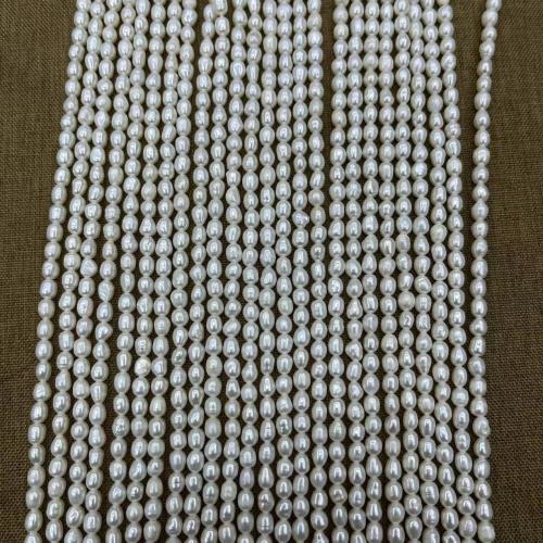 Rice Cultured Freshwater Pearl Beads, fashion jewelry & DIY, white, Length about 3-4mm, Approx 