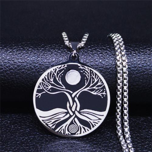 Stainless Steel Jewelry Necklace, 304 Stainless Steel, Round, polished, fashion jewelry & Unisex, silver color Approx 50 cm 