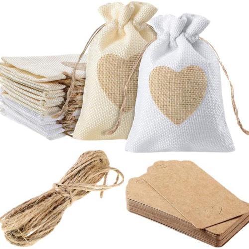 Linen Jewelry Pouches Bags, Heart, multifunctional 