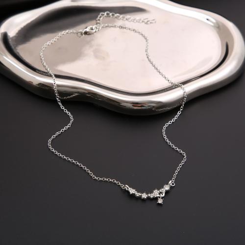 Zinc Alloy Necklace, with Crystal, fashion jewelry & for woman, original color 