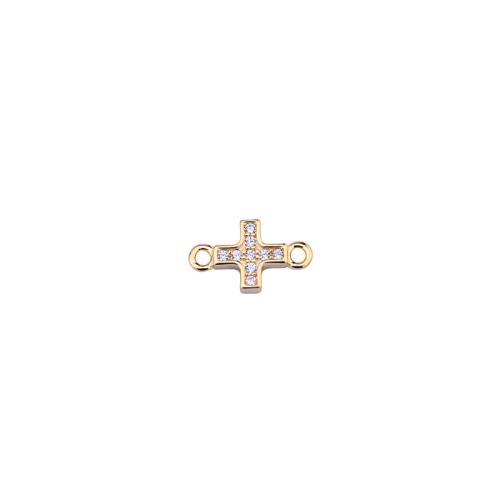 Cubic Zirconia Micro Pave Sterling Silver Connector, 925 Sterling Silver, Cross, plated, DIY & micro pave cubic zirconia 