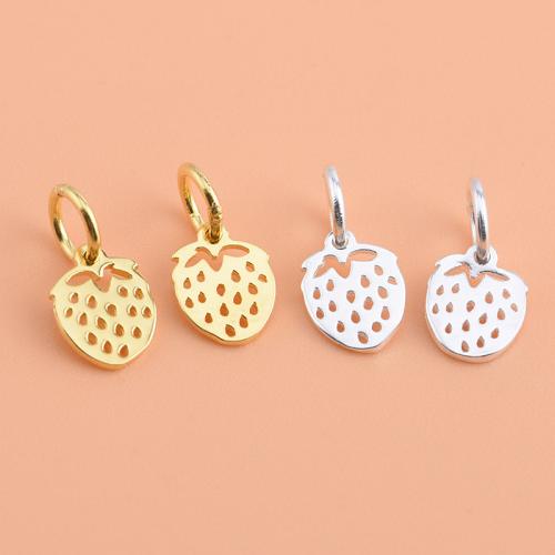 Sterling Silver Food Pendants, 925 Sterling Silver, Strawberry, plated, DIY 