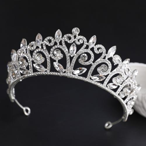 Bridal Tiaras, Zinc Alloy, with Crystal, silver color plated, fashion jewelry & for woman & with rhinestone, silver color, diameter 140mm, height 75mm, arc length 280-300mm 