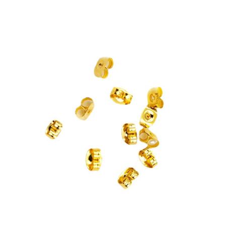Componente de tuerca de oreja con oro llenado, Oro-llenado, chapado en color dorado, Bricolaje, dorado, 6x4.5mm, Vendido por UD