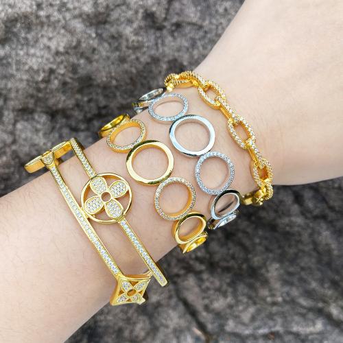 Cubic Zirconia Micro Pave Brass Bracelet, plated, fashion jewelry & micro pave cubic zirconia 