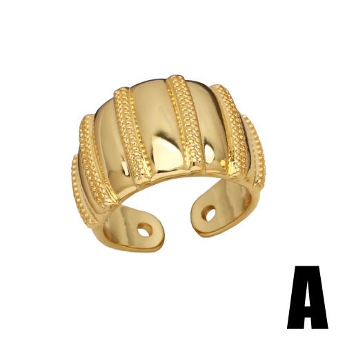 Anillo de dedo de latón, metal, chapado, Joyería & diferentes patrones para la opción, dorado, Vendido por UD
