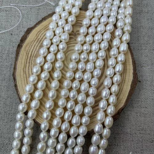 Rice Cultured Freshwater Pearl Beads, fashion jewelry & DIY, white, Length about 6-7mm, Approx 