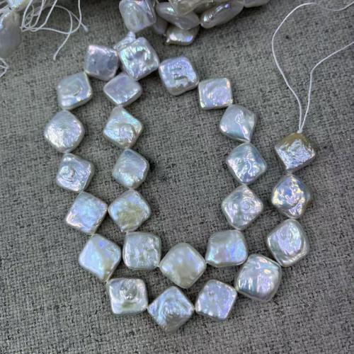 Baroque Cultured Freshwater Pearl Beads, Rhombus, fashion jewelry & DIY, white Approx 