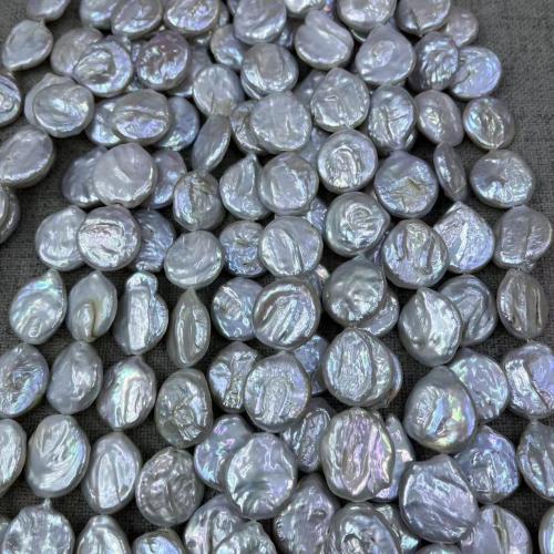 Button Cultured Freshwater Pearl Beads, fashion jewelry & DIY, white, Length about 18-19mm, Approx 