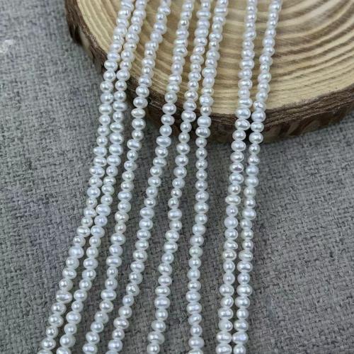 Potato Cultured Freshwater Pearl Beads, Slightly Round, fashion jewelry & DIY, white, Length about 2.5-3mm, Approx 