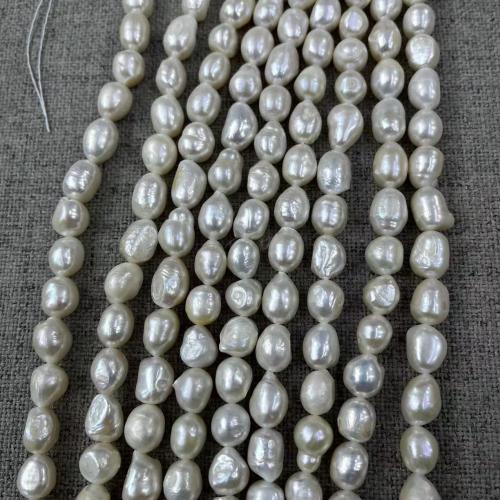 Perles nacres baroques de culture d'eau douce , perle d'eau douce cultivée, bijoux de mode & DIY, blanc, Length about 9-10mm, Environ Vendu par brin