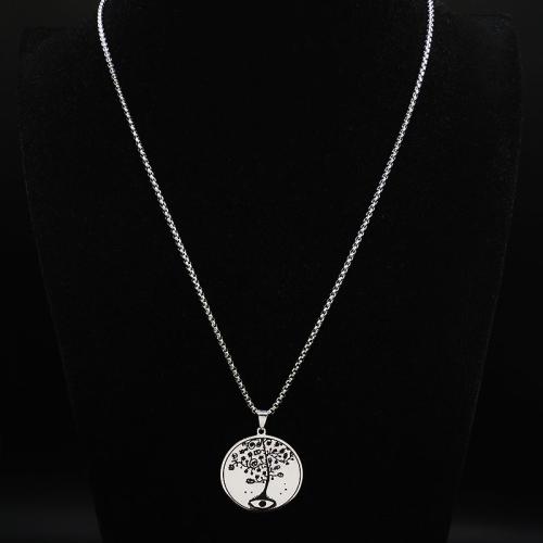 Halskette, 304 Edelstahl, rund, poliert, Modeschmuck & unisex, Silberfarbe, 35x35mm, Länge:ca. 60 cm, verkauft von PC