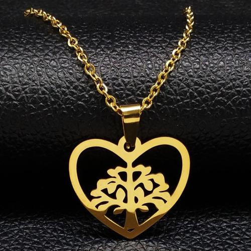 Stainless Steel Chain Necklace, 304 Stainless Steel, Heart, polished, fashion jewelry & Unisex, golden Approx 50 cm 