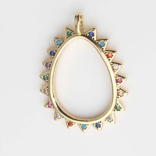 Cubic Zirconia Micro Pave Brass Pendant, Teardrop, gold color plated, DIY & micro pave cubic zirconia, mixed colors 