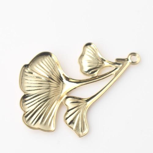 Brass Leaf Pendants, Ginkgo Leaf, gold color plated, DIY [