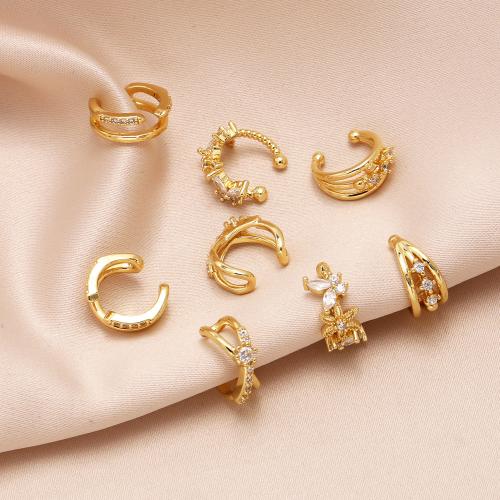 Boucles d'oreilles en laiton zircon cubique pavent, Placage, bijoux de mode & modèles différents pour le choix & pavé de micro zircon, doré, Vendu par paire