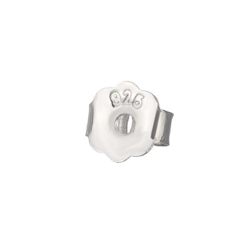 Componente de tuerca de oreja de plata de ley, plata de ley 925, Flor, Bricolaje & diverso tamaño para la opción, plateado, Vendido por Par
