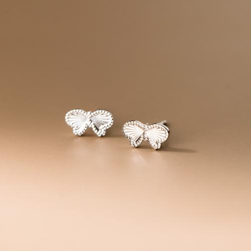 925 Sterling Silver Stud Earring, platinum plated & for woman 