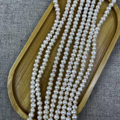Potato Cultured Freshwater Pearl Beads, Slightly Round, fashion jewelry & DIY, white, Length about 4-5mm, Approx 