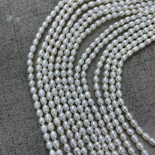 Rice Cultured Freshwater Pearl Beads, fashion jewelry & DIY, white, Length about 4-5mm, Approx 