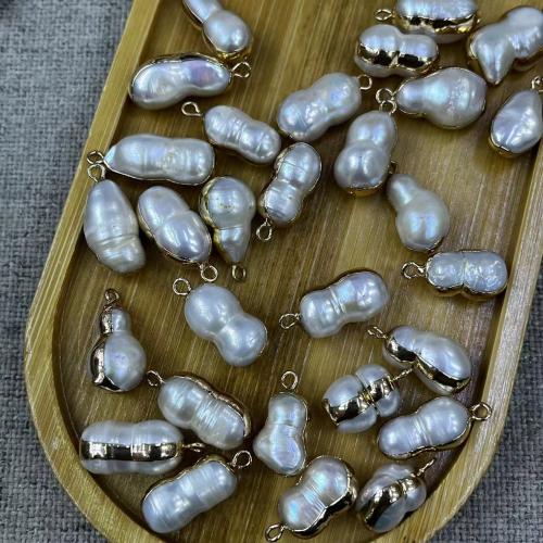 Baroque Cultured Freshwater Pearl Beads, with Brass, gold color plated, fashion jewelry & DIY, white 